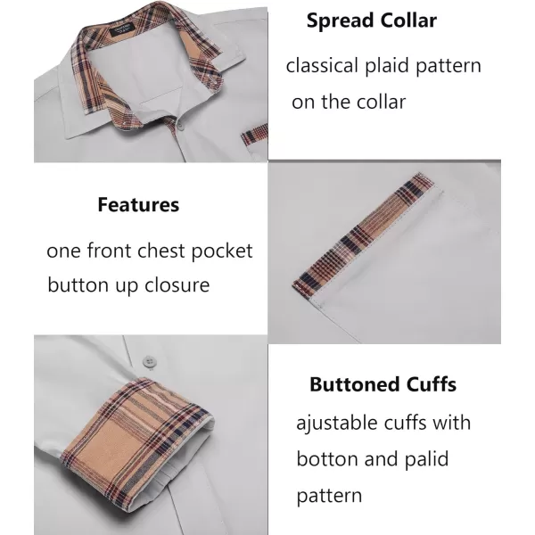 COOFANDY Men's Long Sleeve Dress Shirt Plaid Collar Casual Button Down Shirts