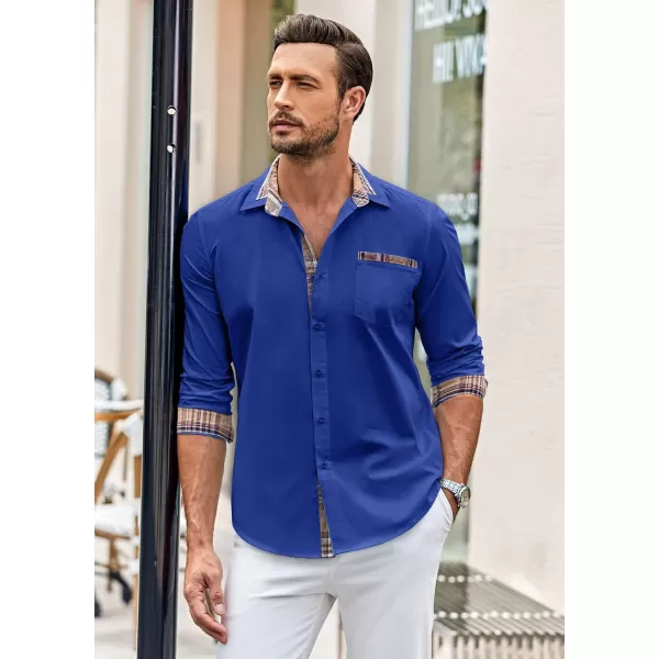 COOFANDY Men's Long Sleeve Dress Shirt Plaid Collar Casual Button Down Shirts
