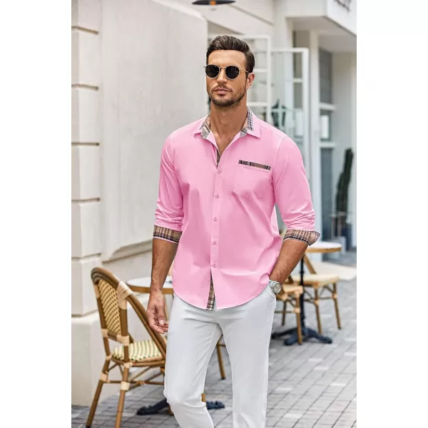 COOFANDY Men's Long Sleeve Dress Shirt Plaid Collar Casual Button Down Shirts