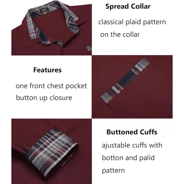 COOFANDY Men's Long Sleeve Dress Shirt Plaid Collar Casual Button Down Shirts