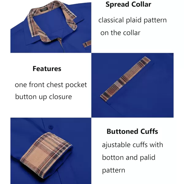 COOFANDY Men's Long Sleeve Dress Shirt Plaid Collar Casual Button Down Shirts