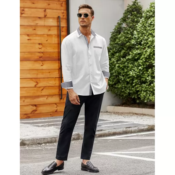 COOFANDY Men's Long Sleeve Dress Shirt Plaid Collar Casual Button Down Shirts