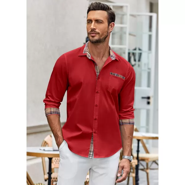 COOFANDY Men's Long Sleeve Dress Shirt Plaid Collar Casual Button Down Shirts