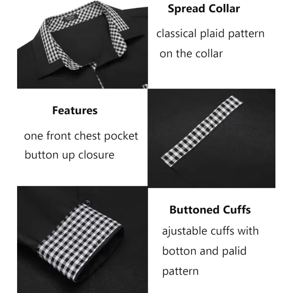 COOFANDY Men's Long Sleeve Dress Shirt Plaid Collar Casual Button Down Shirts