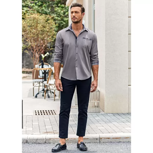 COOFANDY Men's Long Sleeve Dress Shirt Plaid Collar Casual Button Down Shirts