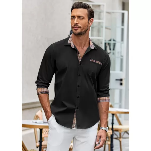 COOFANDY Men's Long Sleeve Dress Shirt Plaid Collar Casual Button Down Shirts
