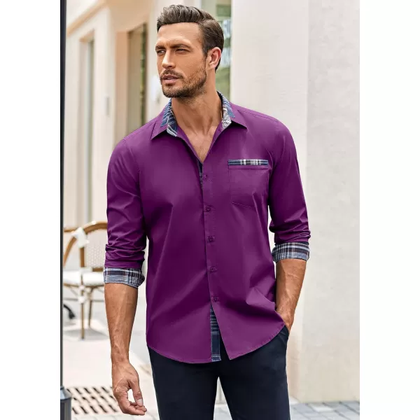 COOFANDY Men's Long Sleeve Dress Shirt Plaid Collar Casual Button Down Shirts