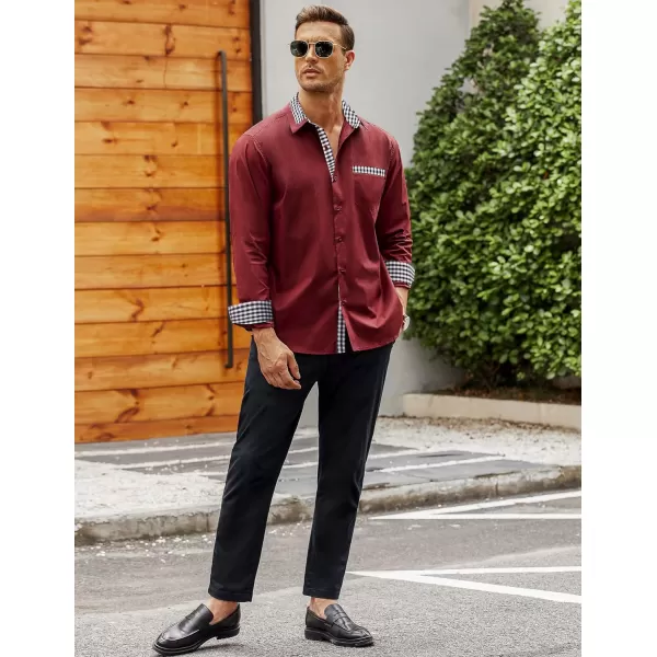 COOFANDY Men's Long Sleeve Dress Shirt Plaid Collar Casual Button Down Shirts