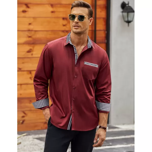 COOFANDY Men's Long Sleeve Dress Shirt Plaid Collar Casual Button Down Shirts