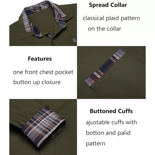 COOFANDY Men's Long Sleeve Dress Shirt Plaid Collar Casual Button Down Shirts