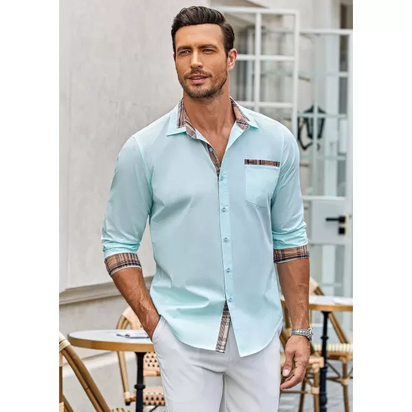 COOFANDY Men's Long Sleeve Dress Shirt Plaid Collar Casual Button Down Shirts