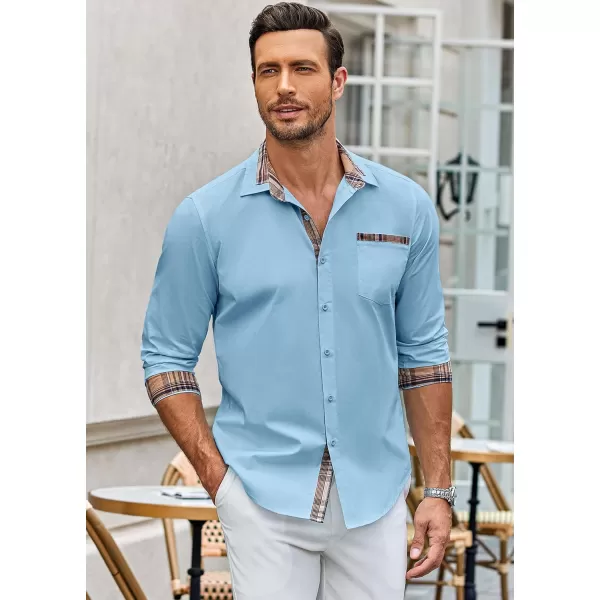 COOFANDY Men's Long Sleeve Dress Shirt Plaid Collar Casual Button Down Shirts