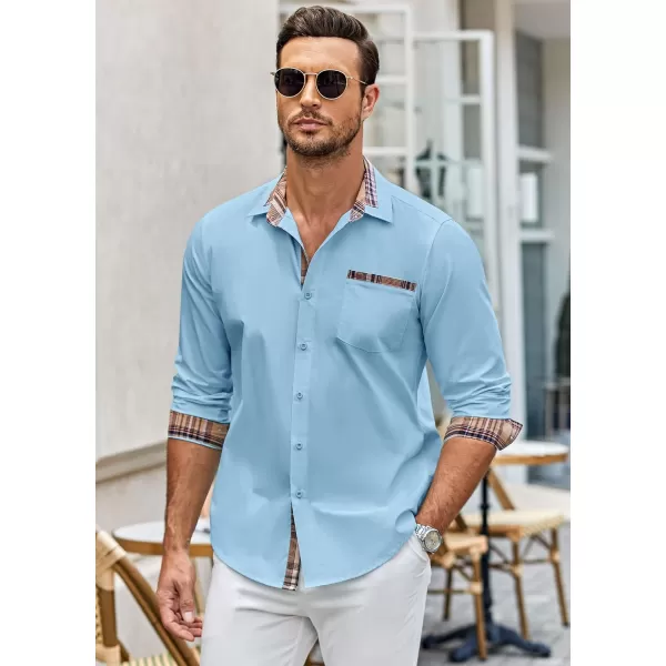 COOFANDY Men's Long Sleeve Dress Shirt Plaid Collar Casual Button Down Shirts