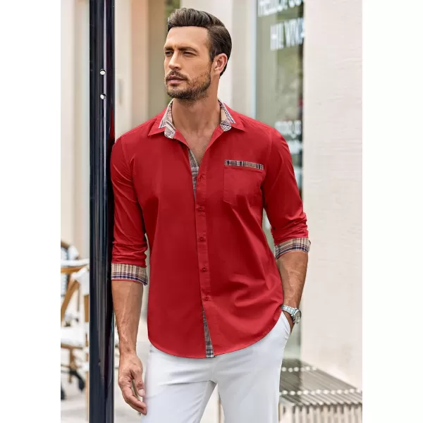 COOFANDY Men's Long Sleeve Dress Shirt Plaid Collar Casual Button Down Shirts