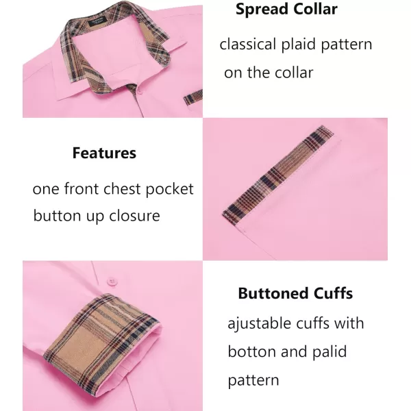 COOFANDY Men's Long Sleeve Dress Shirt Plaid Collar Casual Button Down Shirts