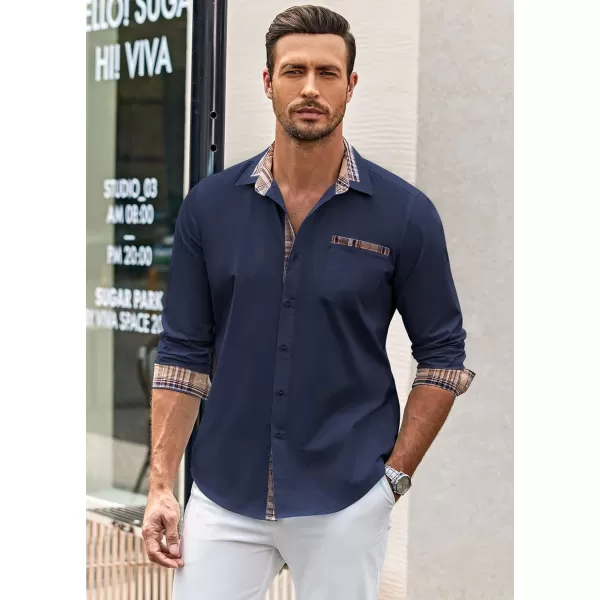 COOFANDY Men's Long Sleeve Dress Shirt Plaid Collar Casual Button Down Shirts