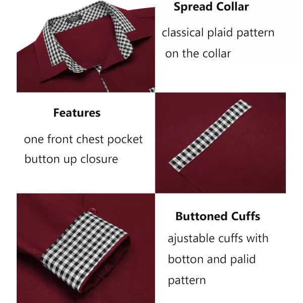 COOFANDY Men's Long Sleeve Dress Shirt Plaid Collar Casual Button Down Shirts