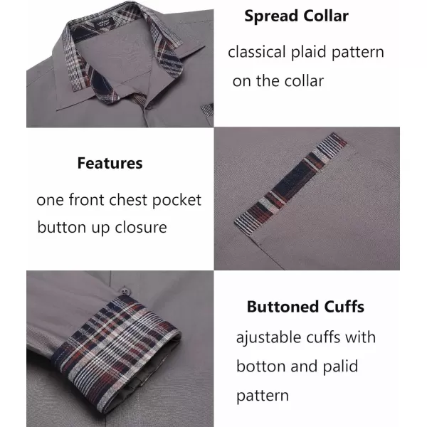 COOFANDY Men's Long Sleeve Dress Shirt Plaid Collar Casual Button Down Shirts