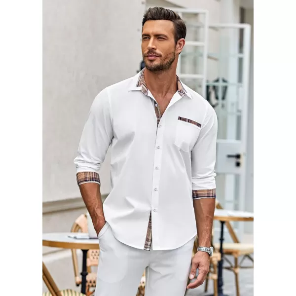 COOFANDY Men's Long Sleeve Dress Shirt Plaid Collar Casual Button Down Shirts