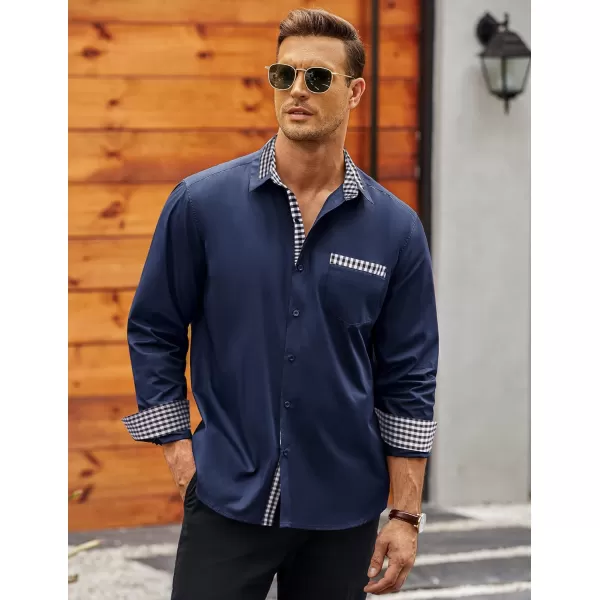 COOFANDY Men's Long Sleeve Dress Shirt Plaid Collar Casual Button Down Shirts
