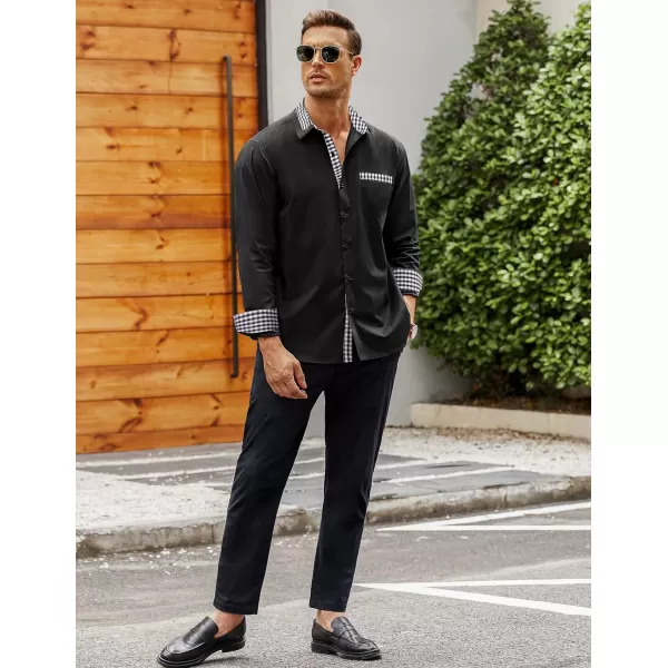 COOFANDY Men's Long Sleeve Dress Shirt Plaid Collar Casual Button Down Shirts