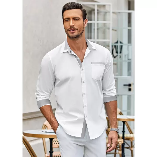 COOFANDY Men's Long Sleeve Dress Shirt Plaid Collar Casual Button Down Shirts