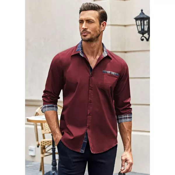COOFANDY Men's Long Sleeve Dress Shirt Plaid Collar Casual Button Down Shirts
