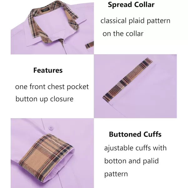 COOFANDY Men's Long Sleeve Dress Shirt Plaid Collar Casual Button Down Shirts