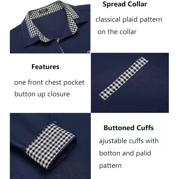 COOFANDY Men's Long Sleeve Dress Shirt Plaid Collar Casual Button Down Shirts