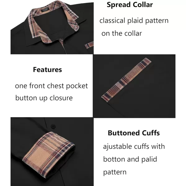 COOFANDY Men's Long Sleeve Dress Shirt Plaid Collar Casual Button Down Shirts