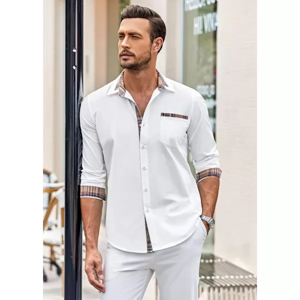 COOFANDY Men's Long Sleeve Dress Shirt Plaid Collar Casual Button Down Shirts