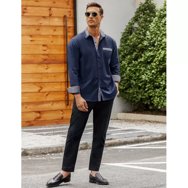 COOFANDY Men's Long Sleeve Dress Shirt Plaid Collar Casual Button Down Shirts