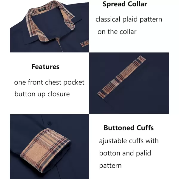 COOFANDY Men's Long Sleeve Dress Shirt Plaid Collar Casual Button Down Shirts