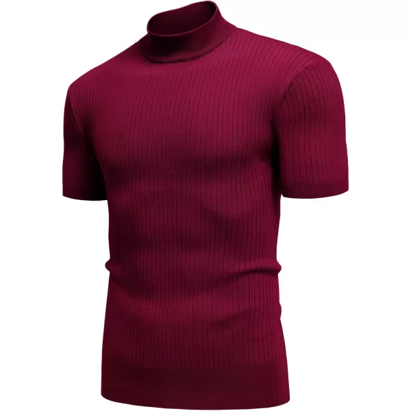 COOFANDY Men's Mock Turtleneck Sweater Short Sleeve Casual Basic Pullover Sweater Ribbed Knit Pullover Solid Tee