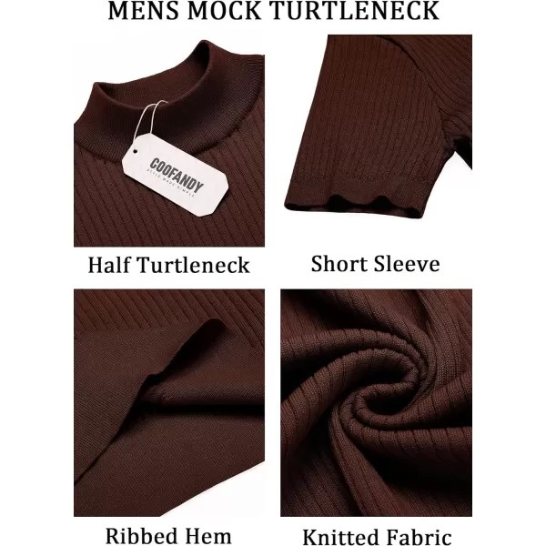 COOFANDY Men's Mock Turtleneck Sweater Short Sleeve Casual Basic Pullover Sweater Ribbed Knit Pullover Solid Tee