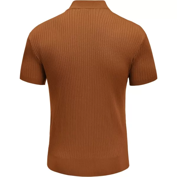 COOFANDY Men's Mock Turtleneck Sweater Short Sleeve Casual Basic Pullover Sweater Ribbed Knit Pullover Solid Tee