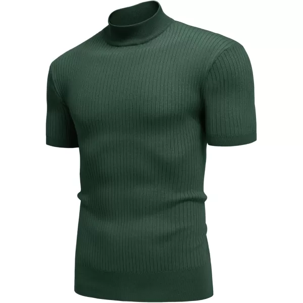 COOFANDY Men's Mock Turtleneck Sweater Short Sleeve Casual Basic Pullover Sweater Ribbed Knit Pullover Solid Tee