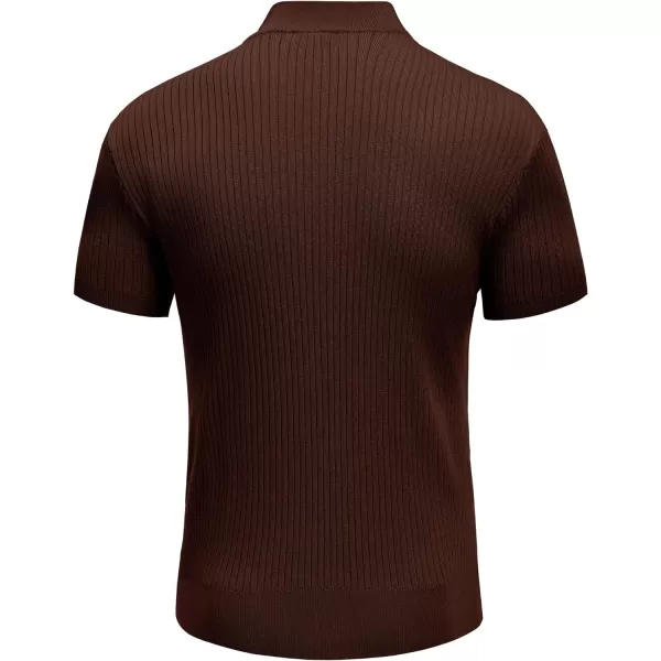 COOFANDY Men's Mock Turtleneck Sweater Short Sleeve Casual Basic Pullover Sweater Ribbed Knit Pullover Solid Tee