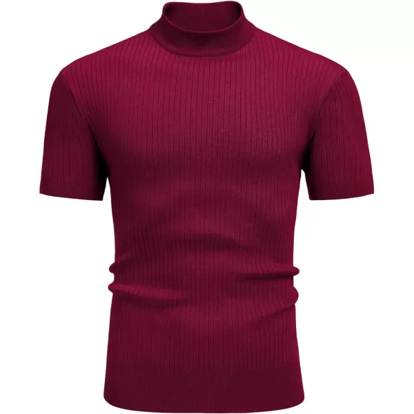 COOFANDY Men's Mock Turtleneck Sweater Short Sleeve Casual Basic Pullover Sweater Ribbed Knit Pullover Solid Tee