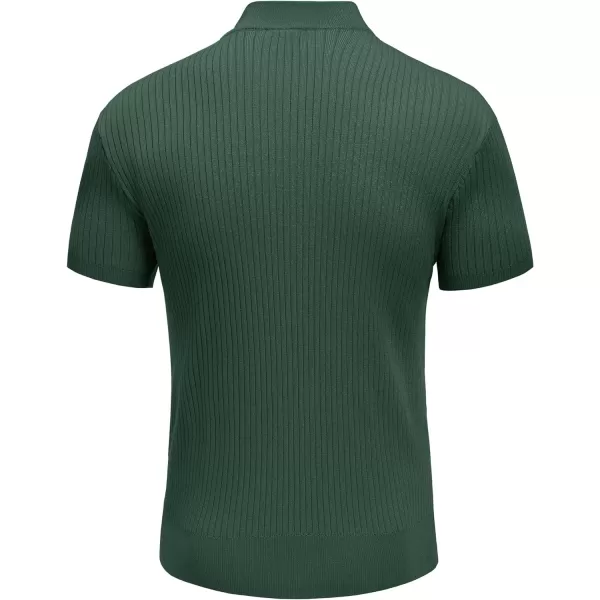 COOFANDY Men's Mock Turtleneck Sweater Short Sleeve Casual Basic Pullover Sweater Ribbed Knit Pullover Solid Tee
