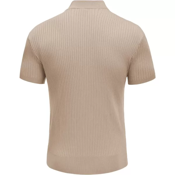 COOFANDY Men's Mock Turtleneck Sweater Short Sleeve Casual Basic Pullover Sweater Ribbed Knit Pullover Solid Tee