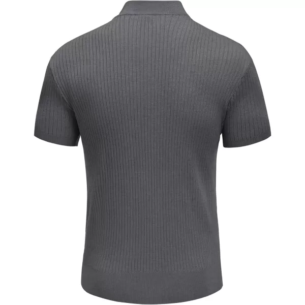 COOFANDY Men's Mock Turtleneck Sweater Short Sleeve Casual Basic Pullover Sweater Ribbed Knit Pullover Solid Tee