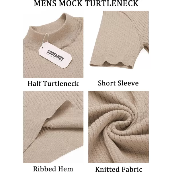 COOFANDY Men's Mock Turtleneck Sweater Short Sleeve Casual Basic Pullover Sweater Ribbed Knit Pullover Solid Tee
