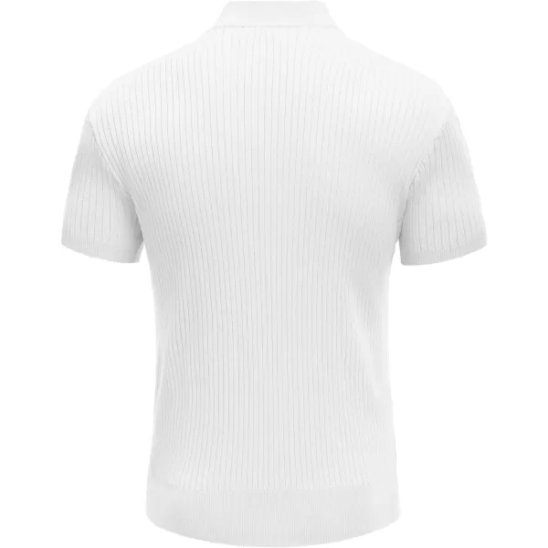 COOFANDY Men's Mock Turtleneck Sweater Short Sleeve Casual Basic Pullover Sweater Ribbed Knit Pullover Solid Tee