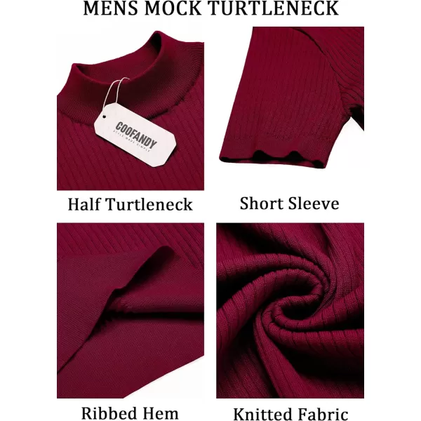 COOFANDY Men's Mock Turtleneck Sweater Short Sleeve Casual Basic Pullover Sweater Ribbed Knit Pullover Solid Tee
