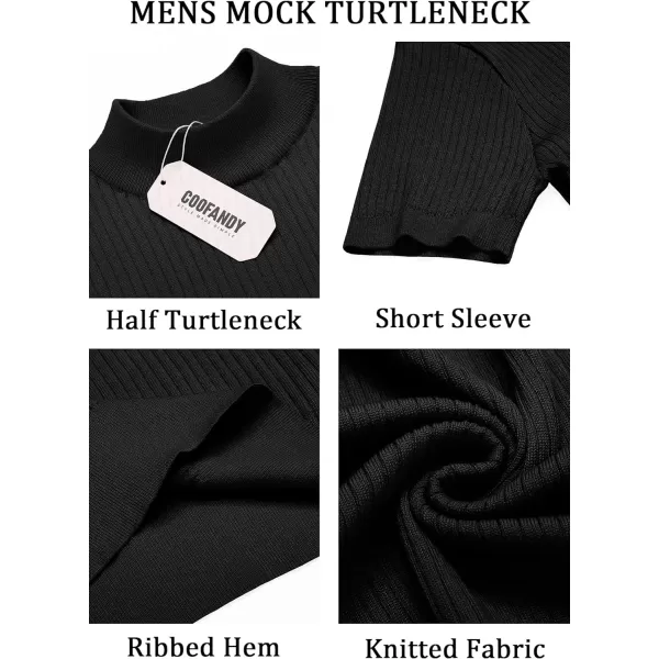 COOFANDY Men's Mock Turtleneck Sweater Short Sleeve Casual Basic Pullover Sweater Ribbed Knit Pullover Solid Tee