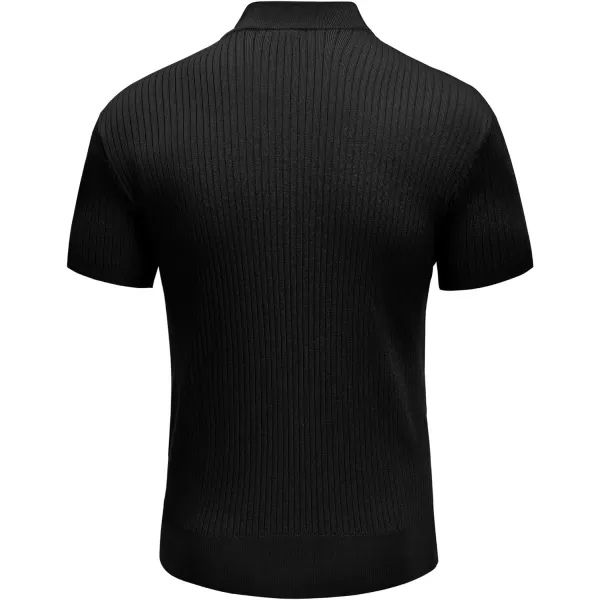 COOFANDY Men's Mock Turtleneck Sweater Short Sleeve Casual Basic Pullover Sweater Ribbed Knit Pullover Solid Tee