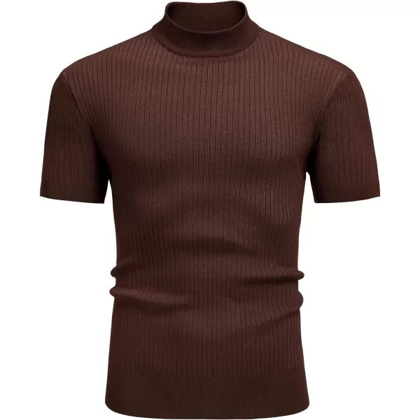 COOFANDY Men's Mock Turtleneck Sweater Short Sleeve Casual Basic Pullover Sweater Ribbed Knit Pullover Solid Tee