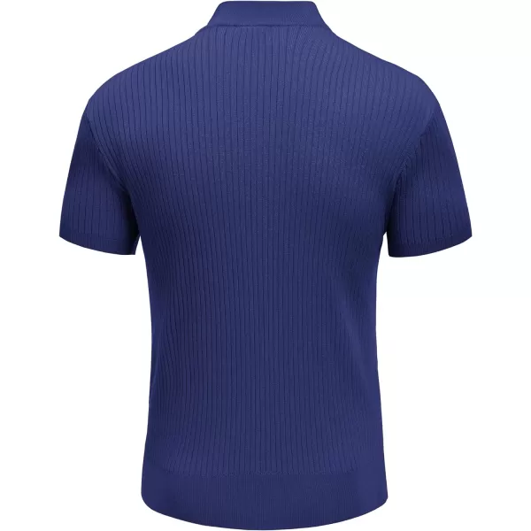 COOFANDY Men's Mock Turtleneck Sweater Short Sleeve Casual Basic Pullover Sweater Ribbed Knit Pullover Solid Tee