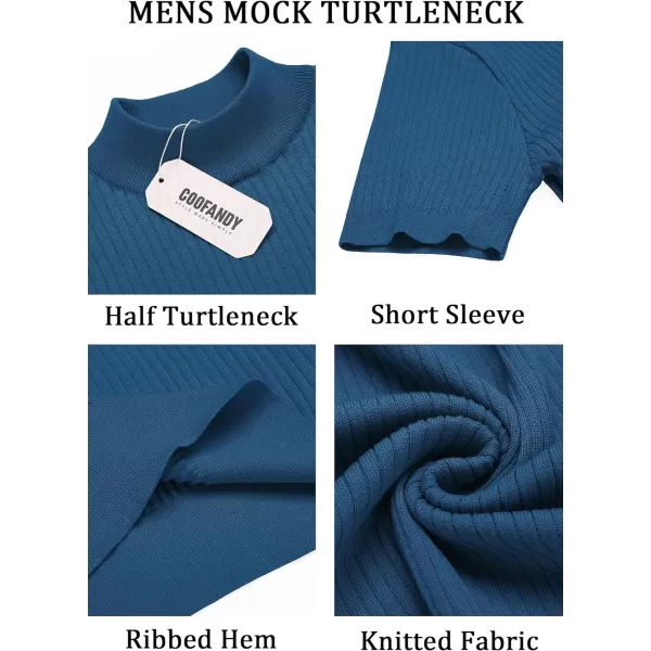 COOFANDY Men's Mock Turtleneck Sweater Short Sleeve Casual Basic Pullover Sweater Ribbed Knit Pullover Solid Tee